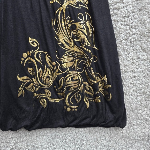 Cache Dress Womens Medium Black Mini Gold Floral Goth Y2K Retro Fairy Grunge - Picture 2 of 10